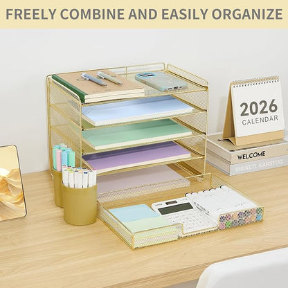 LEKETREE Desk Organizers and Accessories, 5-Tier Paper Letter Tray Organizer - Image 7