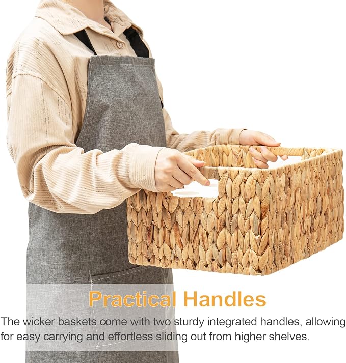 ELONG HOME Wicker Storage Basket, 3 Pack Hand-Knitted Wicker Baskets, Water - Image 6