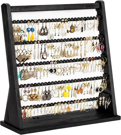 Poyilooo Earring Holder Organizer, Rustic Wood Earring Holder Stand, 5 Layer by Poyilooo