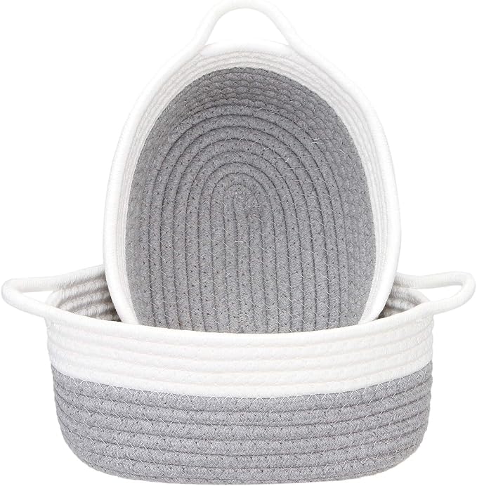 Sea Team 2-Pack Cotton Rope Baskets, Fabric Tray, Oval Open Dish by SeaTeam