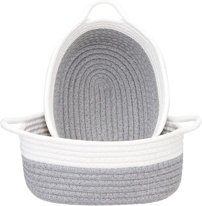 Sea Team 2-Pack Cotton Rope Baskets, Fabric Tray, Oval Open Dish by SeaTeam