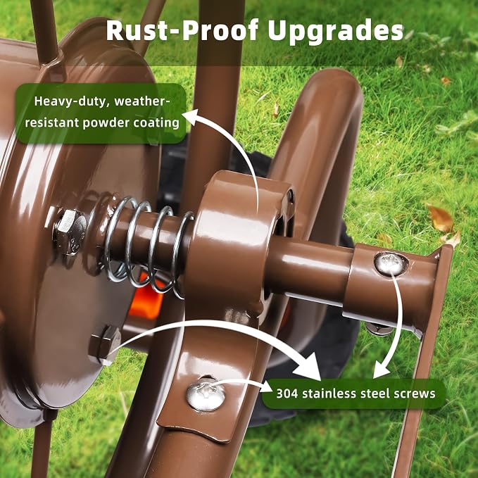 2025 Upgrade Hose Reel Cart, Hold Up to 300 ft of 5/8'', Garden Hose Cart - Image 5