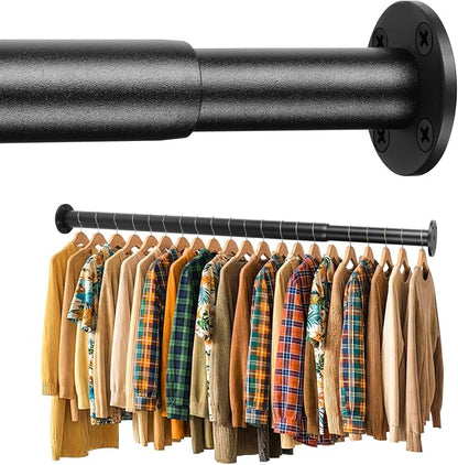 BaiNong Closet Rods for Hanging Clothes Adjustable 17"-30" Black Heavy Duty | by BaiNong