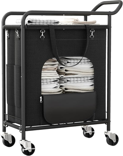 Laundry Basket with Wheels, Rolling Laundry Hamper with 38.4" Tall Handle by Unknown
