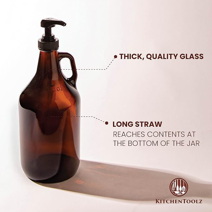 Large Amber Pump Bottle for Salons, Conditioner, Hair Serum, Gel - Image 5