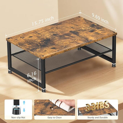 Desk Organizers and Accessories, 2-Tier Metal Computer Monitor Stand Riser - Image 7