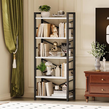 Homeiju Organization and Storage, 5 Tier Bookshelf, Tall Bookcase - Image 2