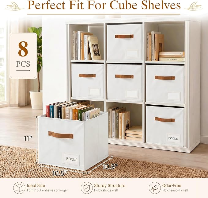 Storage Cubes 8 Pack, 11 Inch Fabric Storage Cubes Organizer Bins - Image 2