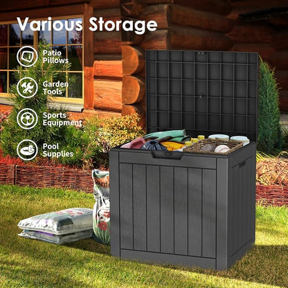 Resin Deck Box - 30 Gallon Lockable Outdoor Storage, Water-Resistant - Image 2