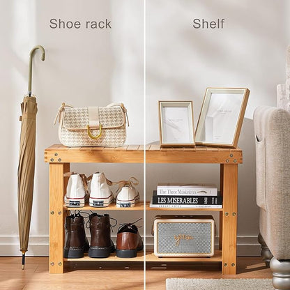 Pipishell 3 Tier Bamboo Shoe Rack Bench - Image 6