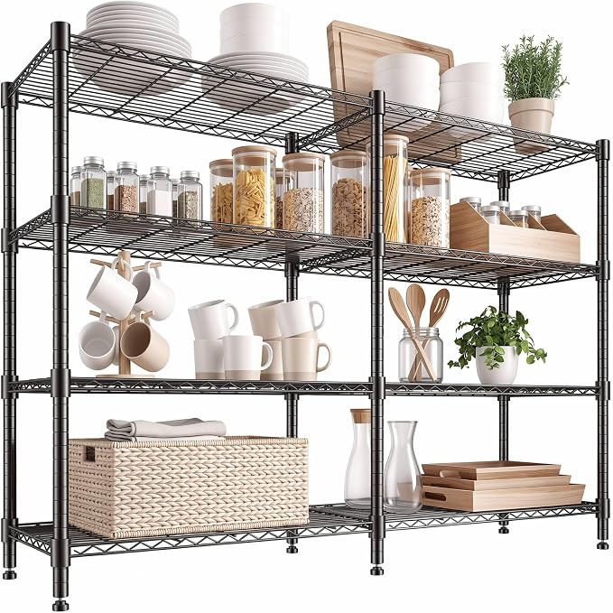 Homdox 4-Tier Adjustable Metal Storage Shelves, Space-Saving Corner Rack by HOMDOX