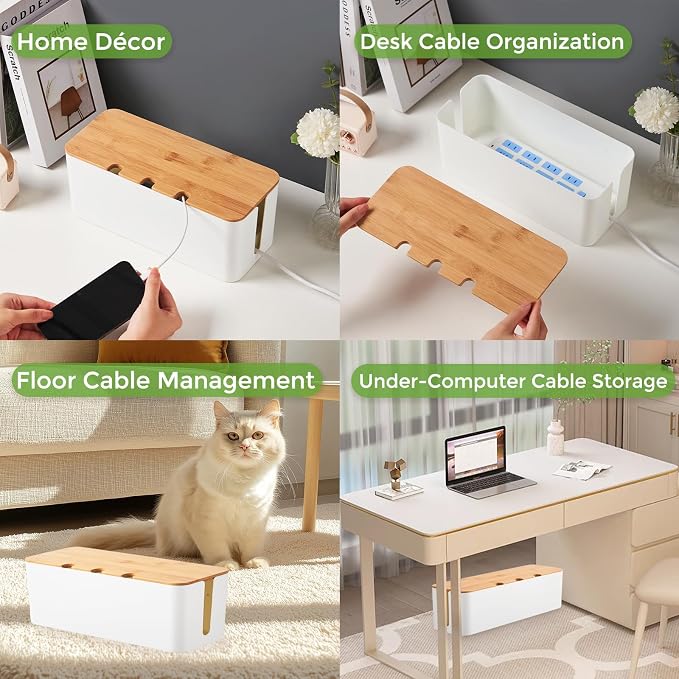 Cable Management Box 2 Pack, Cord Cable Organizer Box - Image 6