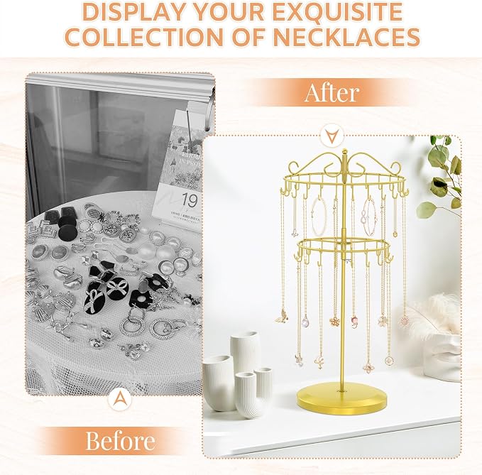 iDavosic.ly 2 Tier Rotating Necklace Holder Organizer - Image 5