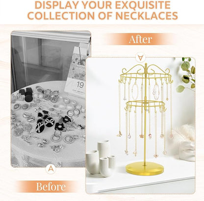 iDavosic.ly 2 Tier Rotating Necklace Holder Organizer - Image 5