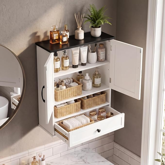 Farmhouse Bathroom Wall Cabinet, Over Toilet Bathroom Organizer - Image 5