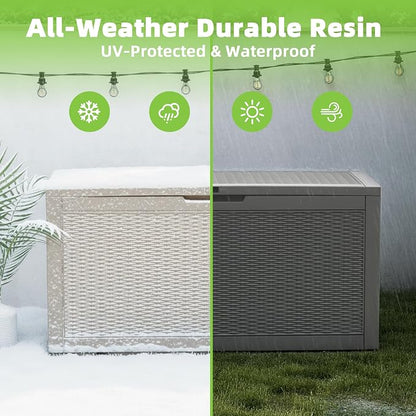 EasyUp 150 Gallon Outdoor Storage Box Waterproof, UV Resistant Resin Deck Box - Image 3