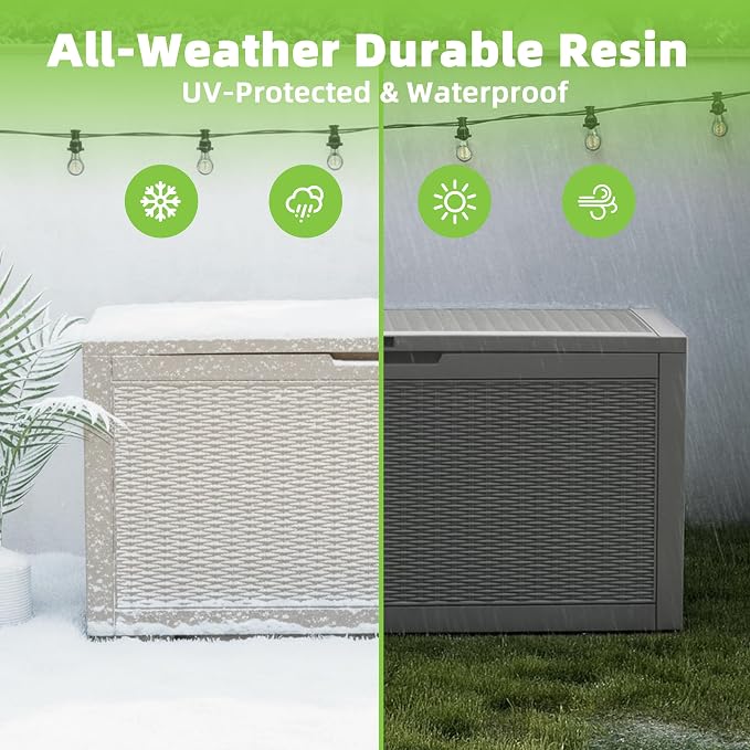 EasyUp 120 Gallon Outdoor Storage Box Waterproof, UV Resistant Resin Deck Box - Image 4