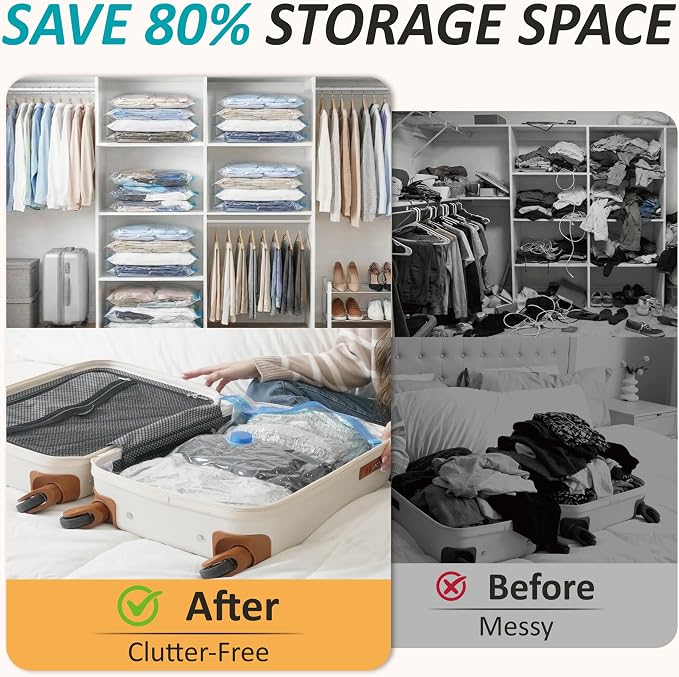 Cozy Essential Vacuum Storage Bags, 80% Compression Vacuum Seal Space Saver - Image 4