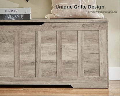 VANKILEY 51.2" Storage Chest Extra Large, Wooden Storage Bench, Greige | Chest - Image 7