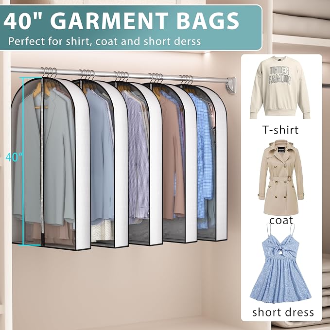 40” Garment Bags for Hanging Clothes 4” Gusseted - - Image 2