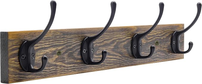 IBosins Wall Mounted Coat Rack, Entryway Hanging, Metal Wood Rack by IBosins