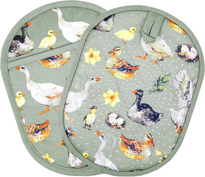 Pot Holders Set of 2 with Transparent Clear Silicone Shell and Nice Duck Flower - Image 8