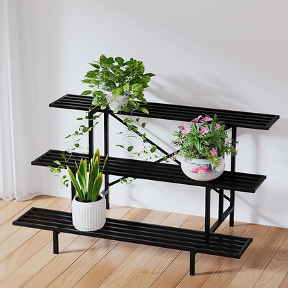 Zhongma 3 Tier Sturdy Metal Plant Stand, L45.67 x W26 x H23.6 inch, Heavy Duty - Image 2