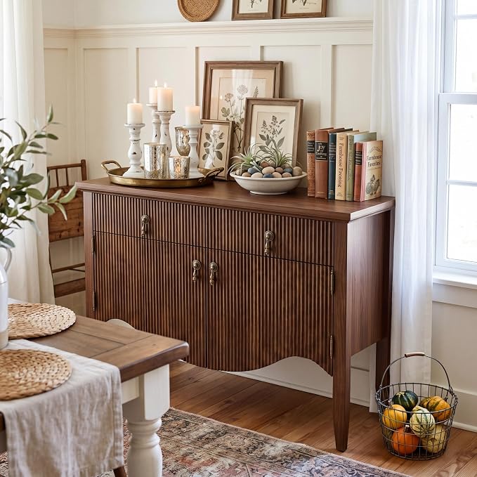 FUSUNBAO 40" Fluted Buffet Cabinet, Sideboard Credenza - Image 6