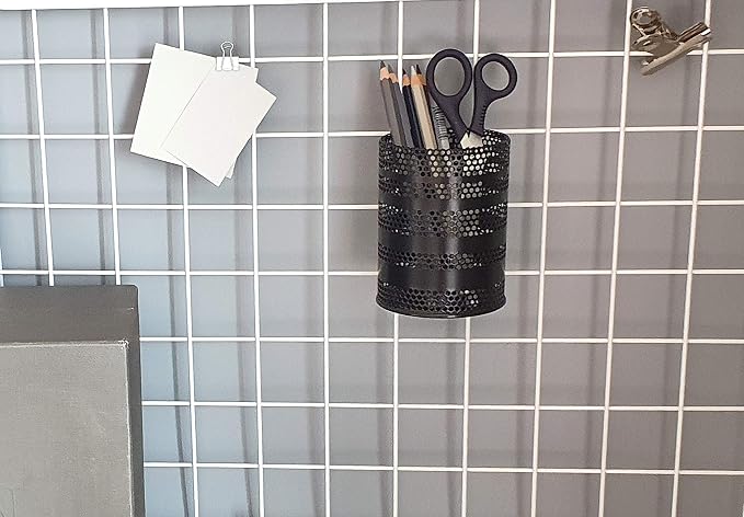 Metal Hook Wall Mounted Pen Pencil Holder, Office Desk Organizer - Image 2