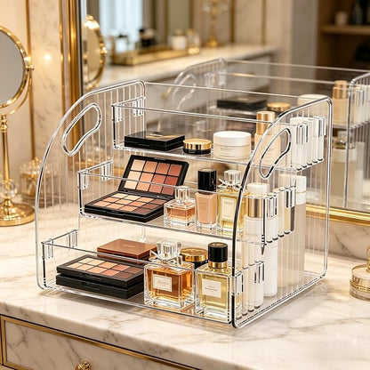 3-Tier Wide Acrylic Display Stand Transparent Acrylic Display Shelf Organizer by Unknown