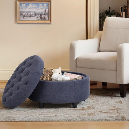 COLAMY Fabric Round Storage Ottoman - Image 8