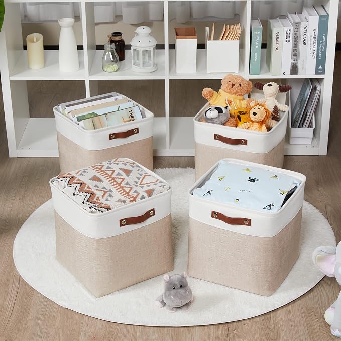 HNZIGE Set of 4 Fabric Storage Baskets, Large Baskets - Image 4