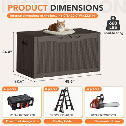 105 Gallon Deck Box Outdoor Indoor Waterproof Storage Box - Image 8