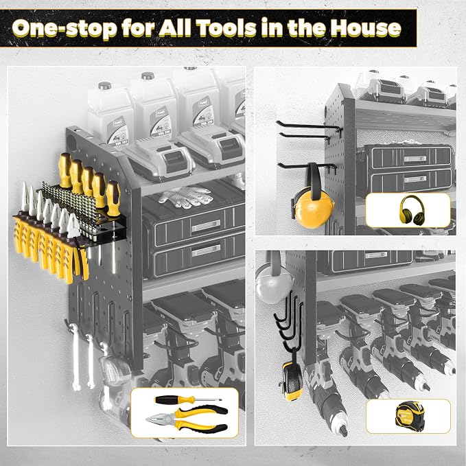 KAFAHOM Power Tool Organizer，Large 8 Drill Holder Wall Mount ，Heavy Duty Metal - Image 2