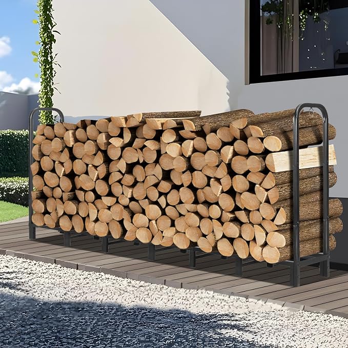 8FT Firewood Rack Outdoor, Heavy Duty Adjustable Firewood log Storage & Holder by Kendane