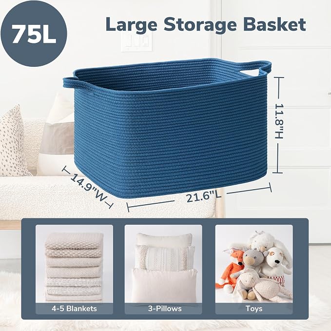 Goodpick Large Blanket Basket, Storage Baskets - Image 3