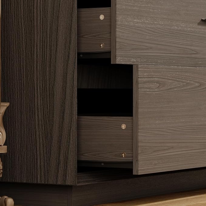 Bedside Table with 6 Drawers, Modern Side Table, Wide Nightstand, Wooden Bed - Image 4