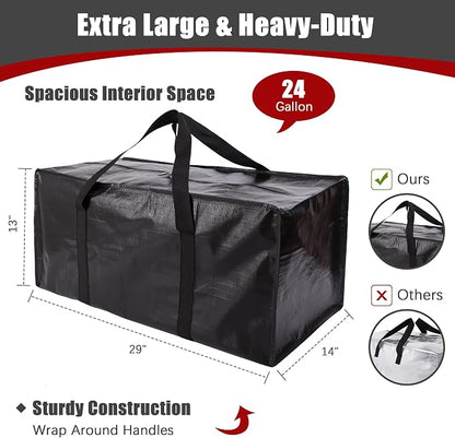 Extra Large Moving Bags with Zippers & Carrying Handles, Heavy-Duty Storage Tote - Image 2