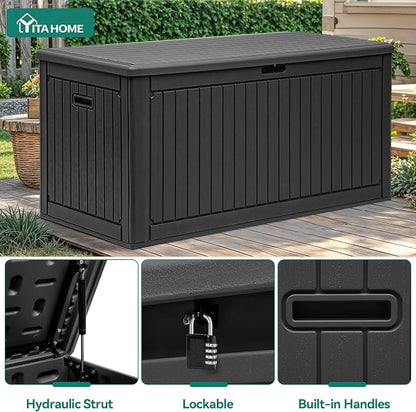 YITAHOME 320 Gallon Extra Large Deck Box, Double-Wall Resin Outdoor Storage Box - Image 4