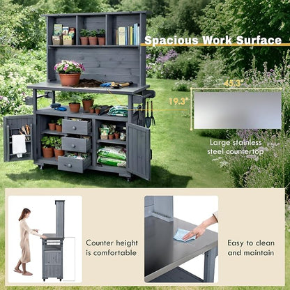 Merax Potting Bench with Stainless Steel top - Image 5