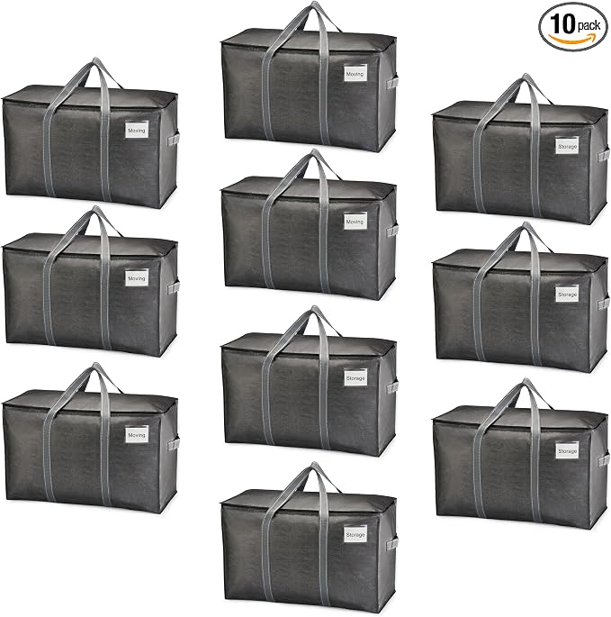 VENO 10 Pack Moving Bags and Large Christmas Storage Bins by Veno