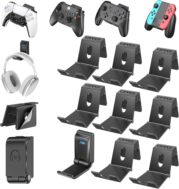 OIVO Controller & Headset Wall Mount Holder Stand, Foldable Headphone Stand by OIVO