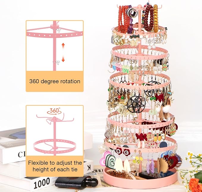 17Dec 6 Tier Rotating Jewelry Organizer Stand, 230 Holes Earring Holder - Image 2