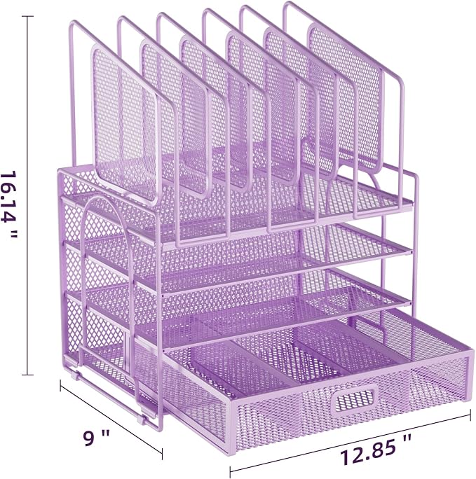 Marbrasse Desk Organizers, 4-Tier Mesh Desk File Organizer - Image 5