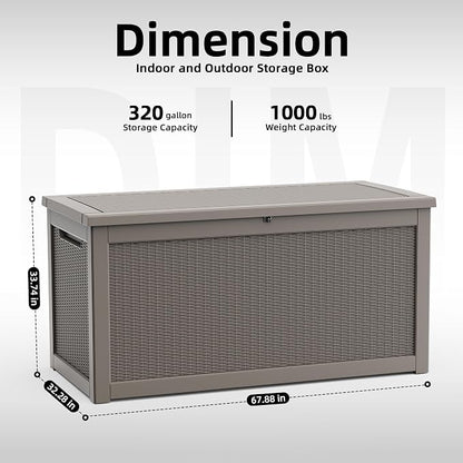 DRATO 320 Gallon Deck Boxes Outdoor Waterproof, Lockable Outdoor Storage Box - Image 4