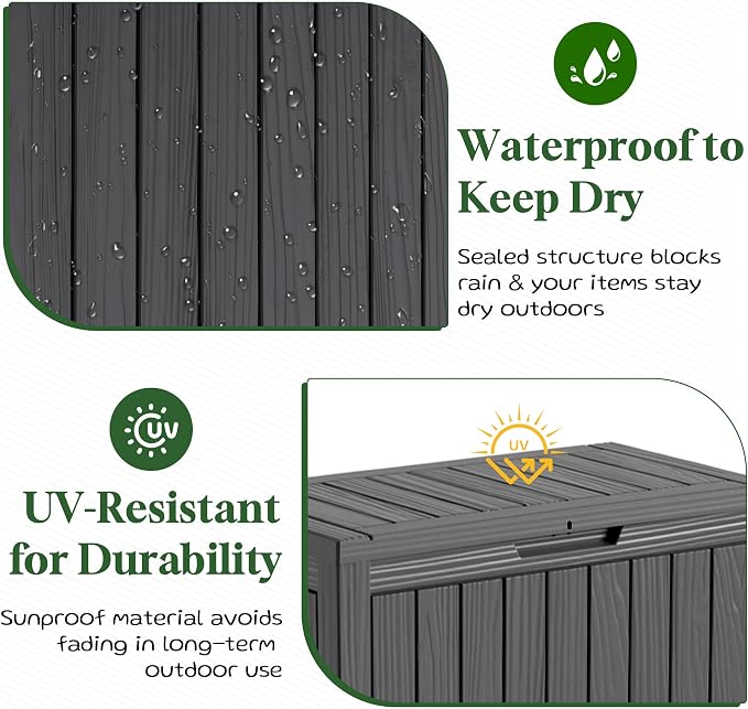 PatioZen 50 Gallon Outdoor Storage Box, Heavy Duty Resin Deck Box Organization - Image 3