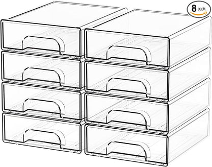 Yieach 8 Pack Small Clear Stackable Storage Drawers, 2.2'' Tall Desk by Yieach