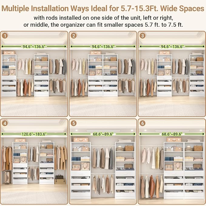 Aheaplus Closet System, 6-15Ft Closet Organizer - Image 2
