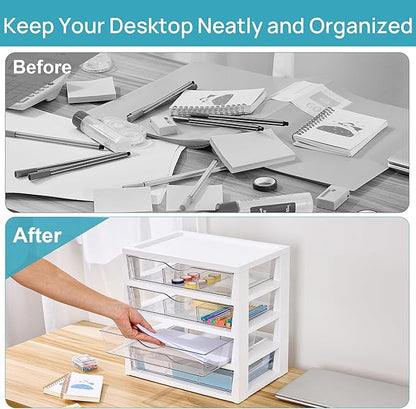 Vtopmart Clear Desk Organizer, 4-Tier Assemble Desktop File Organizer - Image 4