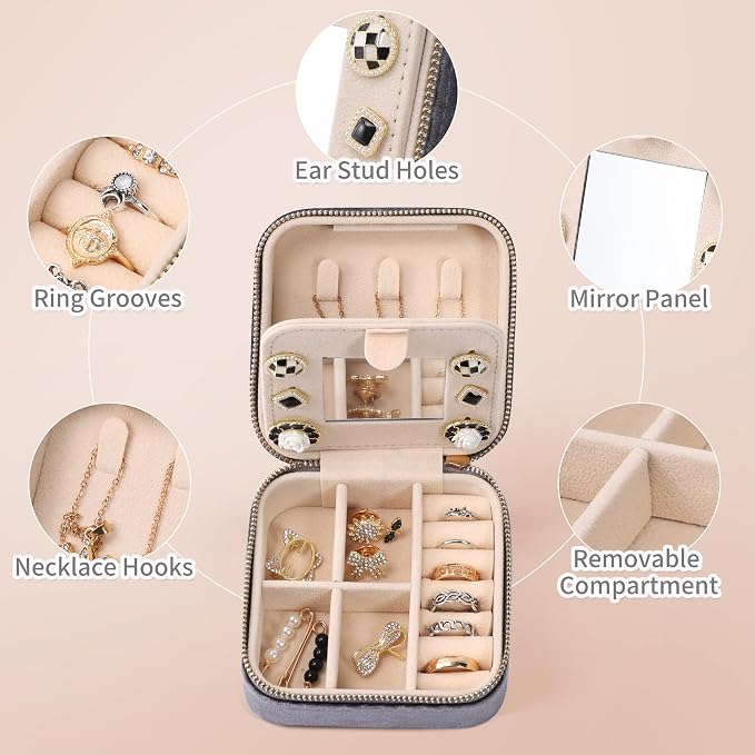 Dajasan Velvet Travel Jewelry Box, Mini Travel Jewelry Case, Small Portable - Image 4